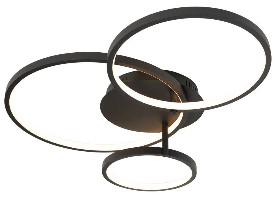 Plafoniera intelligente nera 3 luci con telecomando - Rondas