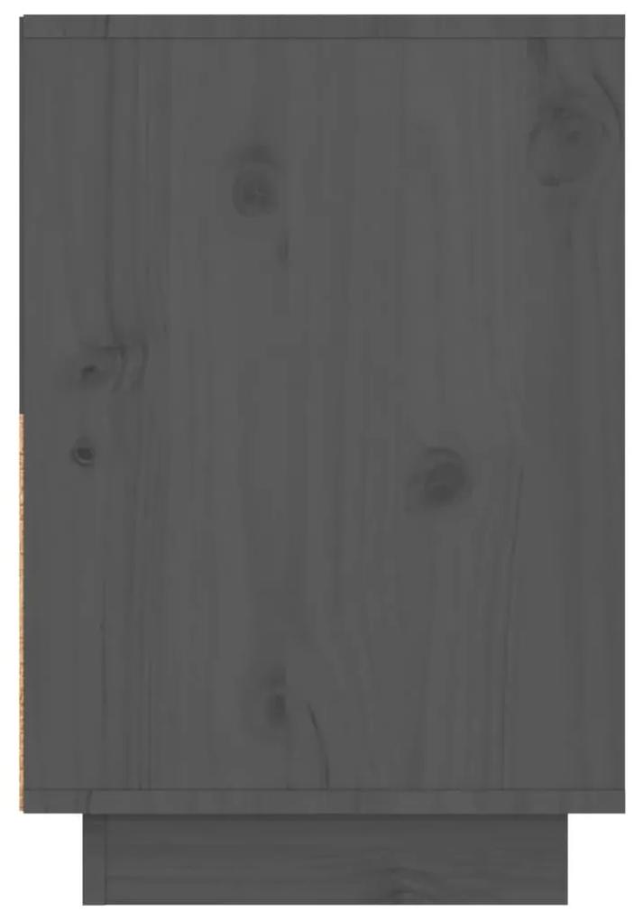 Comodini grigi 2 pz 60x34x51 cm in legno massello di pino