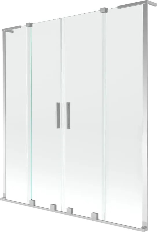 Mexen Velar L Duo paratia per vasca da bagno a 2 ante scorrevoli 160 x 150 cm, trasparente, cromo - 896-160-003-02-01