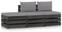 Set Divani da Giardino con Cuscini 3 pz Legno Impregnato Grigio cod mxl 43897