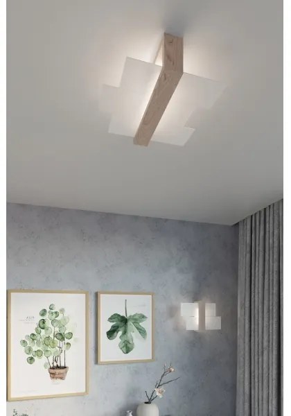 Sollux SL.0076 - Plafoniera FENIKS 2 2xE27/60W/230V legno naturale