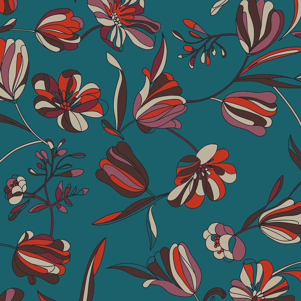 Omika collezione cuscini a fantasie multicolor in velluto impermeabile petrolio