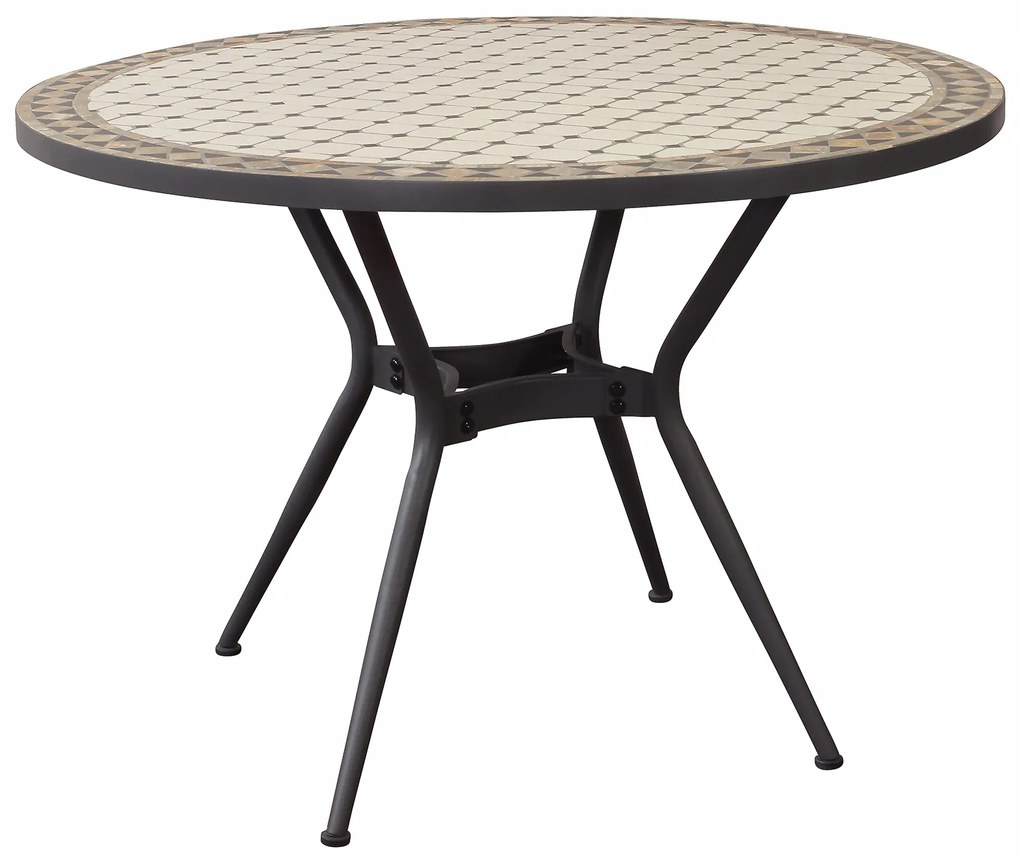 ANXO - tavolo con piano rotondo e mosaico beige e antracite