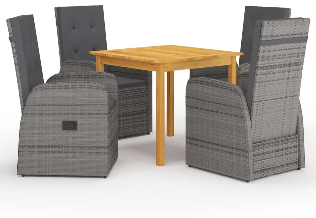 Set Mobili Da Pranzo Per Giardino 5 Pz Grigio /