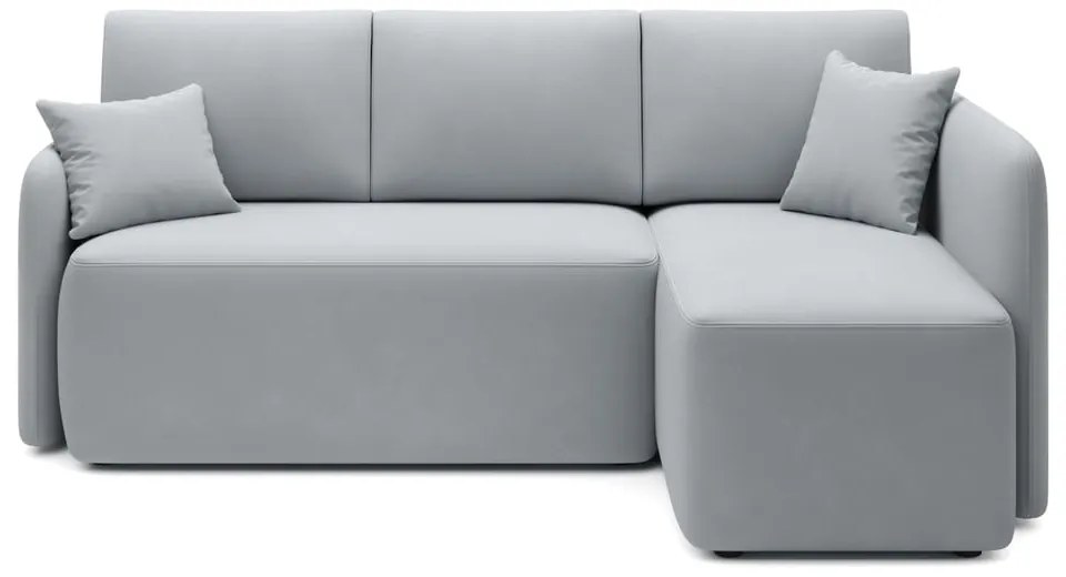 Divano angolare grigio chiaro allungabile/con contenitore (con penisola a destra/con chaise lounge) e rivestimento in velluto Hadson – ELTAP