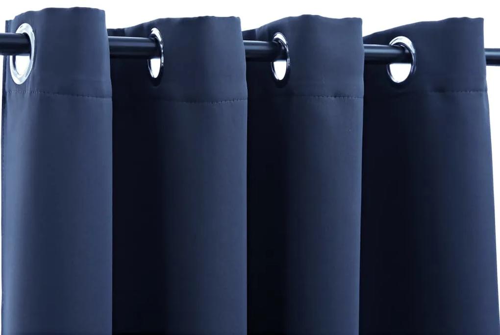 Tenda Oscurante con Anelli in Metallo Blu 290x245 cm