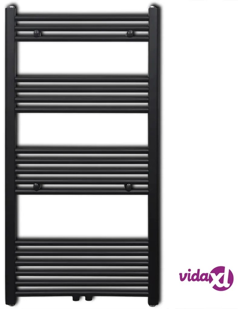 vidaXL Radiatore Centrale Portasciugamano Dritto Nero 600 x 1160 mm