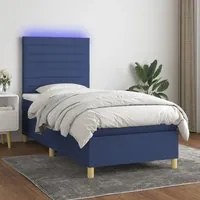 Letto a Molle con Materasso e LED Blu 90x200 cm in Tessuto 3135491