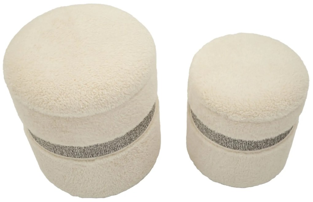 Puff C/Contenitore Saint-Moritz Crema Set 2 Pz Ø 40X47-32X38