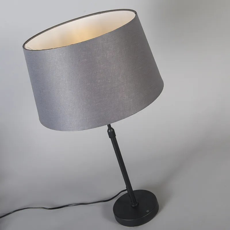 Lampada da tavolo nera con paralume grigio 35 cm regolabile - Parte