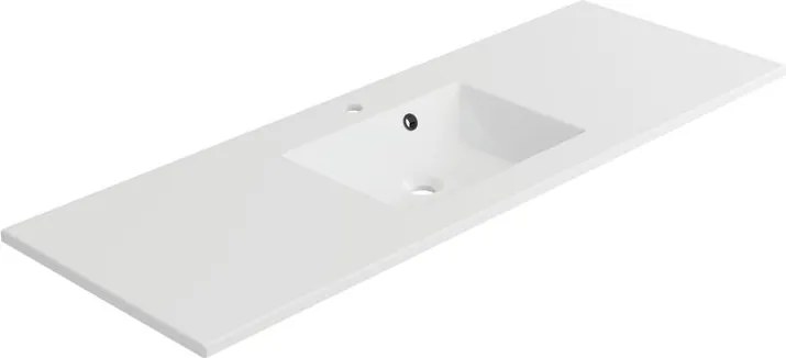 Lavabo a incasso rettangolare vasca centrale Neo L 136 x H 11.2 x P 48.5 cm in composito minerale di resina gelificata bianco lucido