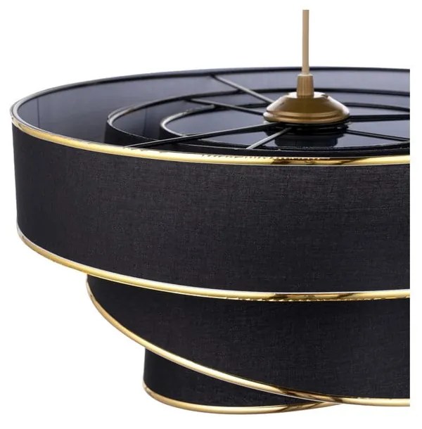 Lampadario nero/dorato con paralume in tessuto ø 40 cm Couper – Opviq lights