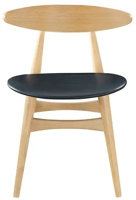 Set di 2 sedie in legno chiaro e PU nero design scandinavo giapponese WALFORD