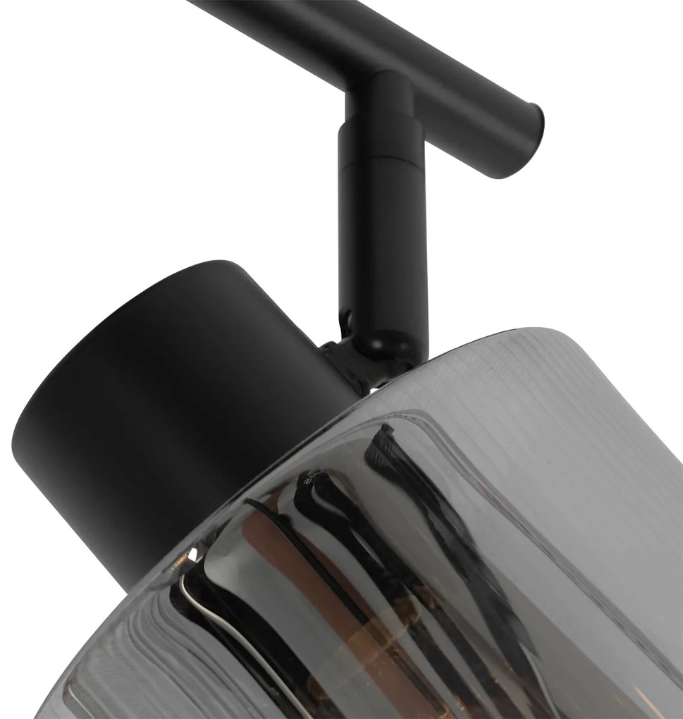 Faretto da soffitto nero con vetro fumé 2 luci orientabile - Laura