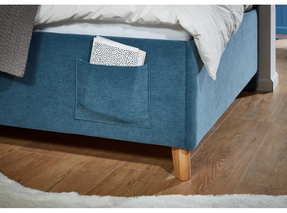 Letto da bambini con sponde blu imbottito con contenitore con rete inclusa 140x200 cm Cool – Meise Möbel