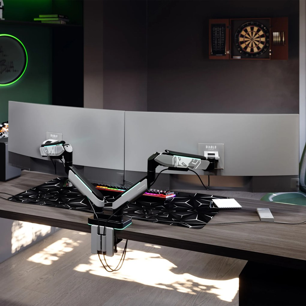 Supporto Doppio per Monitor da 49 Pollici Grigio e Nero RGB X-Arm Dual