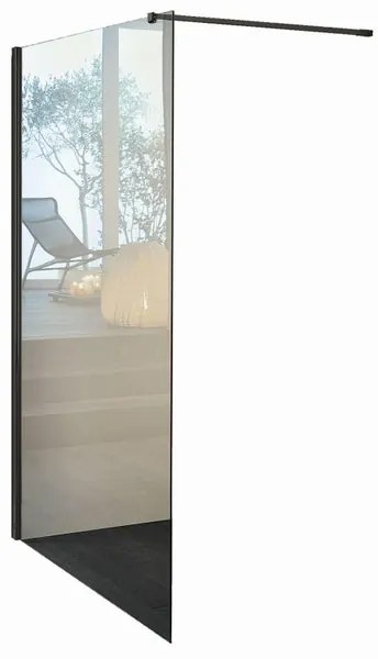 Walk-in wens L 90 x H 200 cm, vetro 6 mm nero