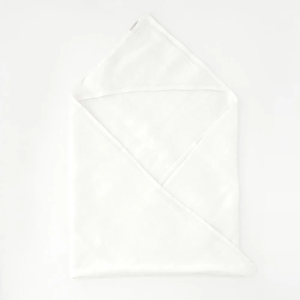 Asciugamano per bambini in lino bianco con cappuccio 70x70 cm White - Linen Tales