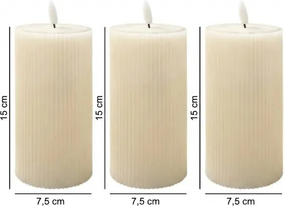 Set da 3 candele LED BRILLO LED/3xAAA 15 cm colore crema + telecomando