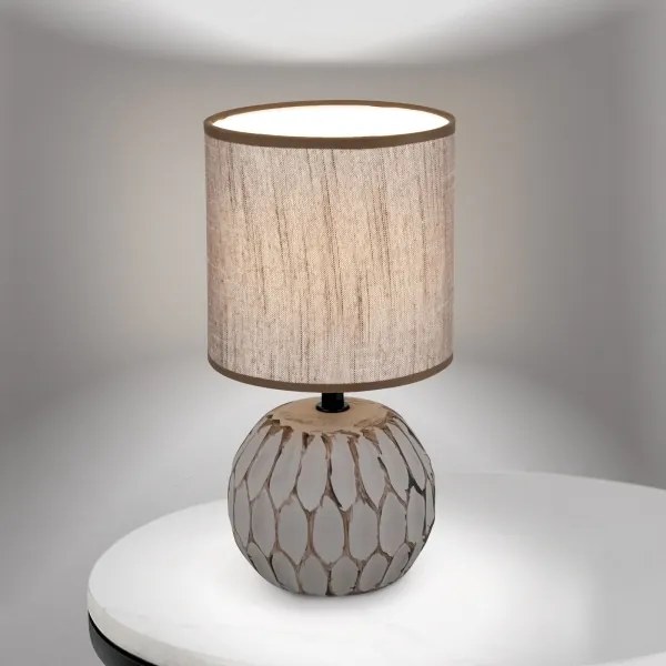 Orion LA 4-1224/1 - Lampada da tavolo PINIA 1xE14/25W/230V ceramiche beige/grigio