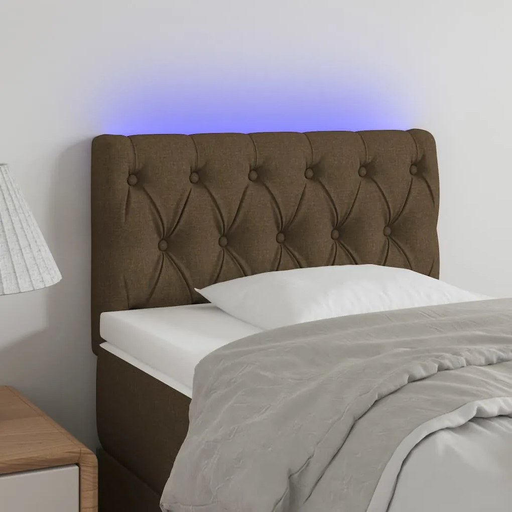 Testiera A Led Marrone Scuro 80x7x78/88 Cm İn Tessuto /