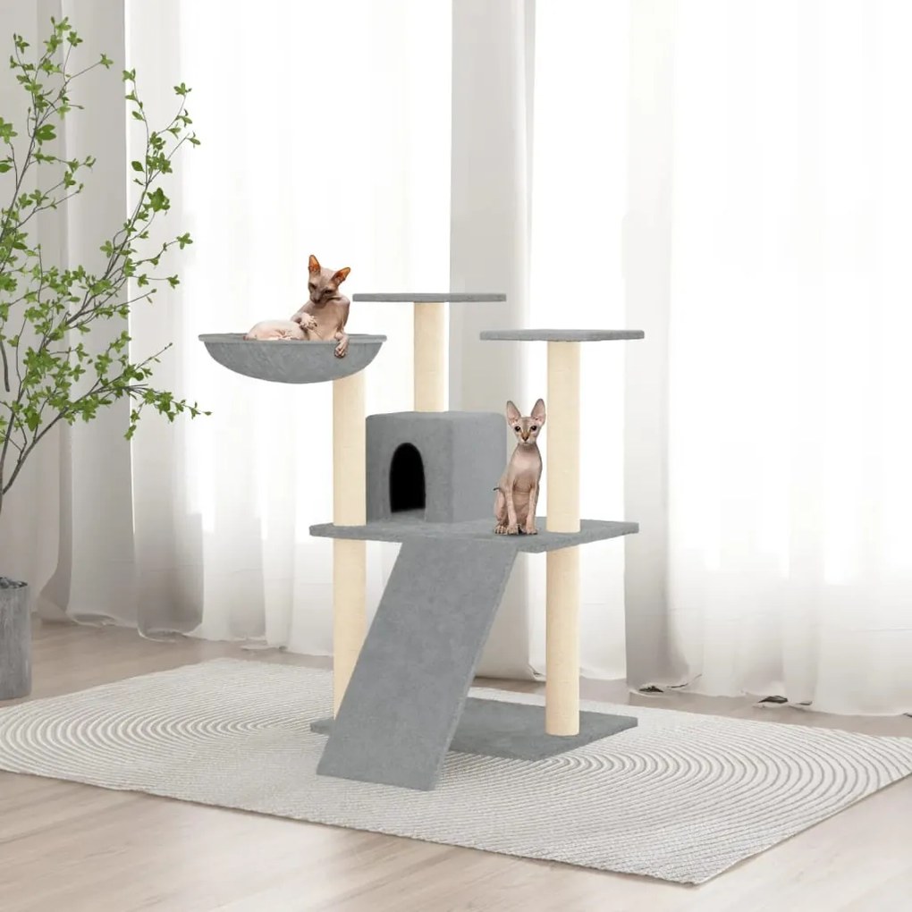 Albero Per Gatti Con Tiragraffi İn Sisal Grigio Chiaro 83 Cm /