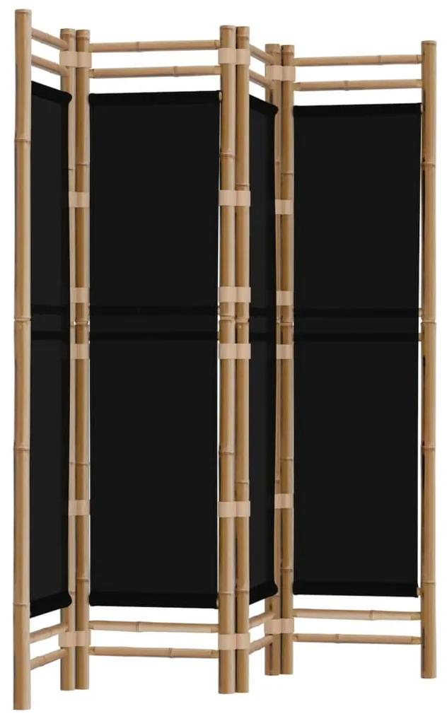 Divisorio ambienti 4 pannelli pieghevole 160 cm bambù e tela