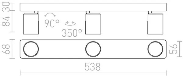 RED - Design Rendl - R12078 - Faretto DUGME 3xGU10/35W/230V
