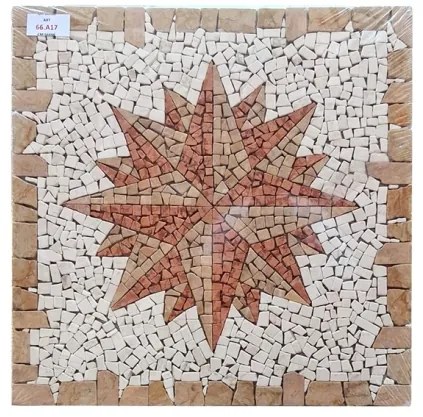 Rosone Per Pavimenti 66x66 In Mosaico Di Marmo Su Rete 66A17 Rosso