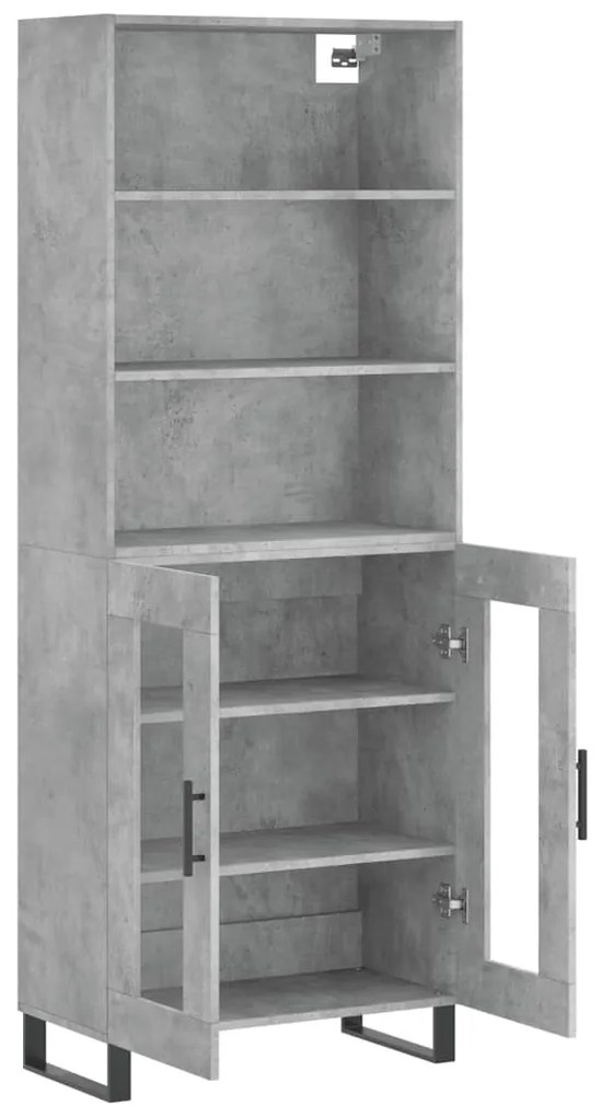 Credenza grigio cemento 69,5x34x180 cm in legno multistrato