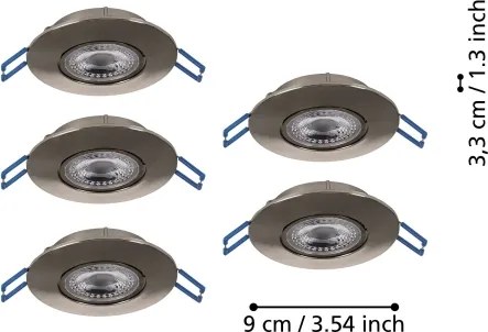 Eglo 300194 - Set 5x faretti LED da incasso GEDREZ LED/4,9W/230V Ø 9 cm cromo