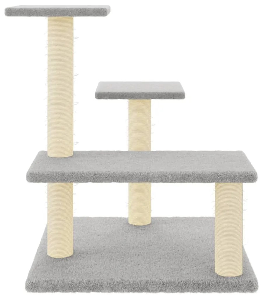 Albero per gatti con tiragraffi in sisal grigio chiaro 61 cm
