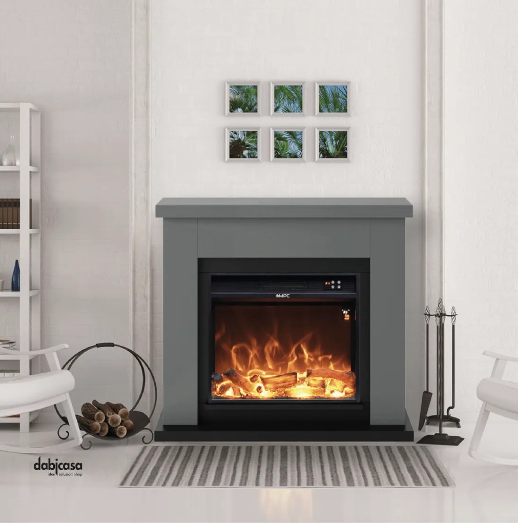 Sined Mpc Caminetto Elettrico "Asciano" Da 100 Cm C/Potenza 1500W Grigio