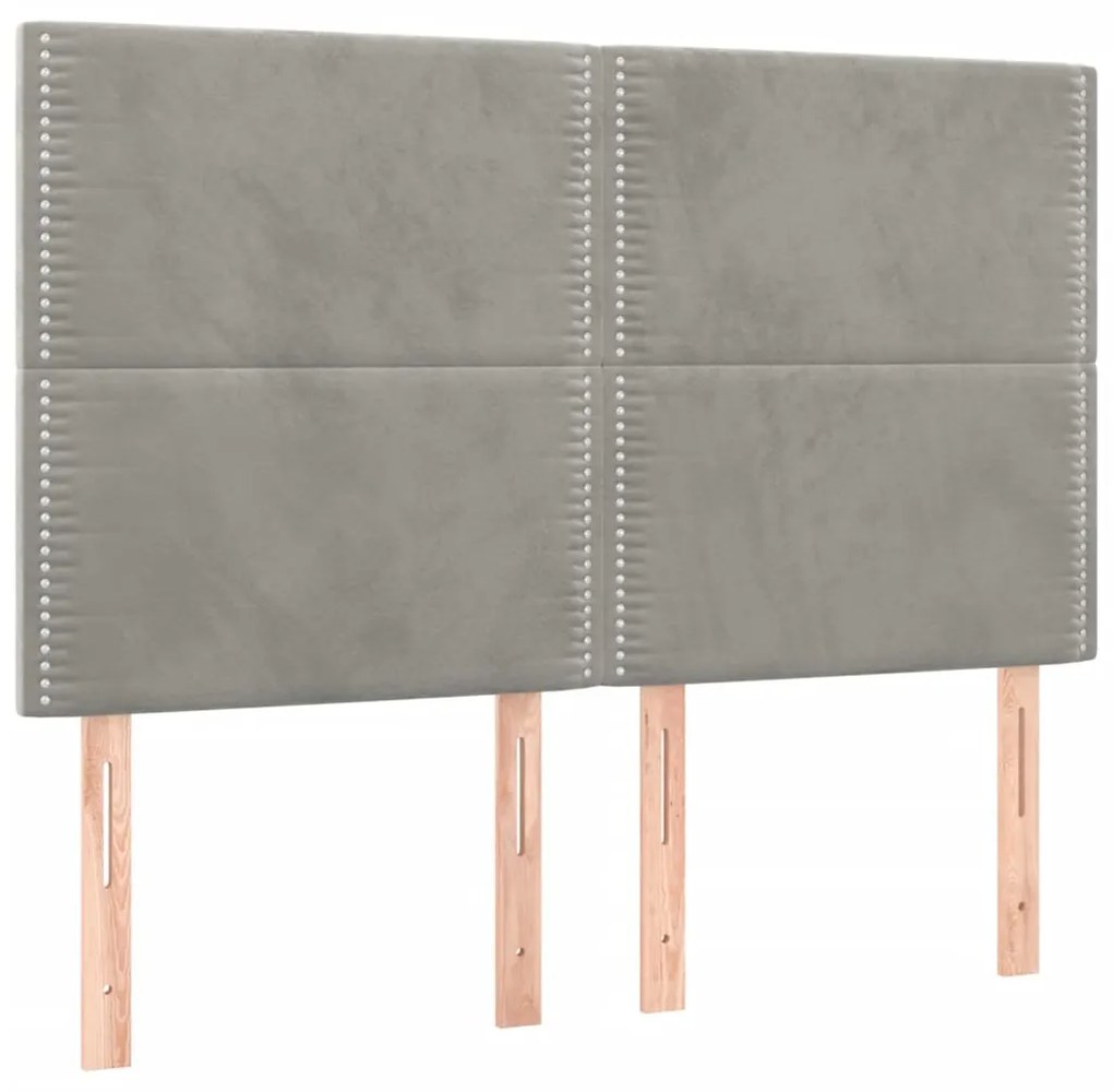 Testiere 4 pz grigio chiaro 72x5x78/88 cm in velluto