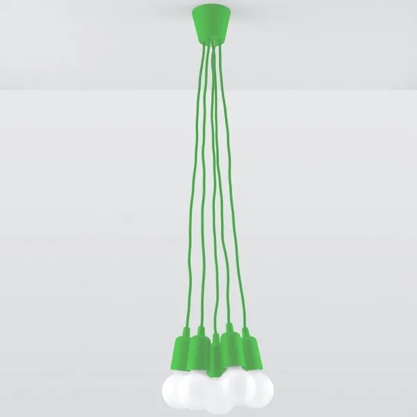 Lampadario su filo DIEGO 5xE27/60W/230V verde