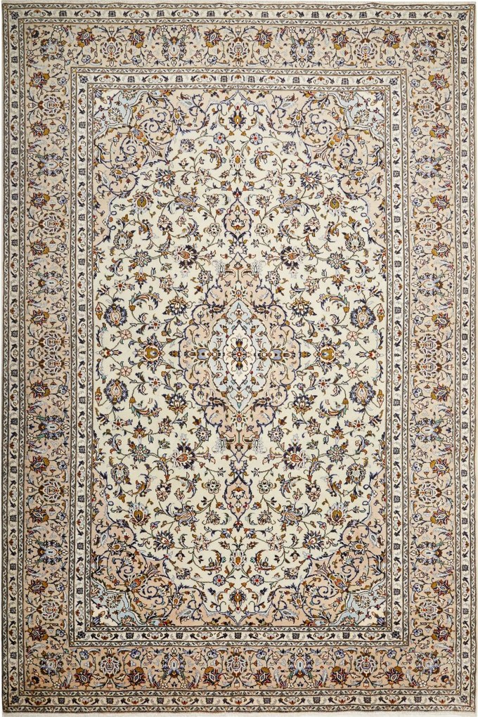 Kashan Tappeto persiano 360 x 240 Beige (Iran) Annodato A Mano