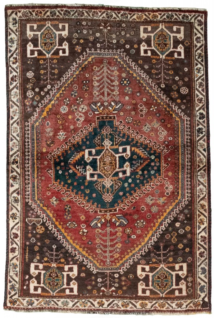 Tappeto 150x100 Rosso (Iran) Annodato A Mano