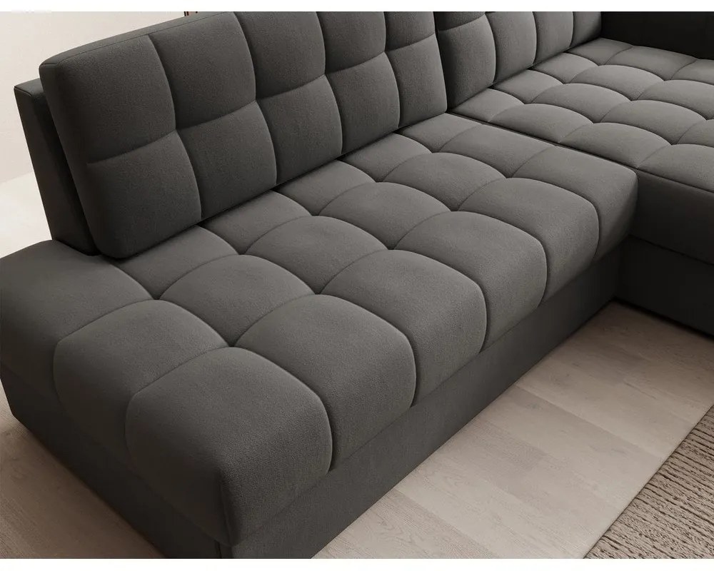 Divano angolare grigio tortora allungabile (con penisola a destra/con chaise lounge) con rivestimento in velluto Blezalt – ELTAP