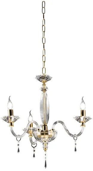 Lampadario FIAMMA in cristallo e vetro trasparente D60 cm finitura oro 3 LUCI