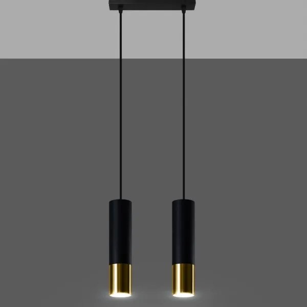 Sollux SL.0953 - Lampadario a sospensione con filo LOOPEZ 2xGU10/10W/230V nero/oro