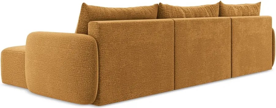 Divano angolare arancione allungabile/con contenitore Kalena – Makamii