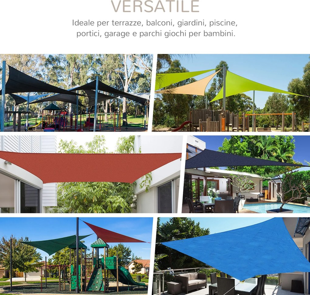 Tenda Vela da Giardino Triangolare in HDPE Crema 4x4x4m...