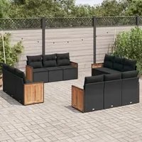 Set Divani da Giardino 12 pz con Cuscini Nero in Polyrattancod mxl 114208