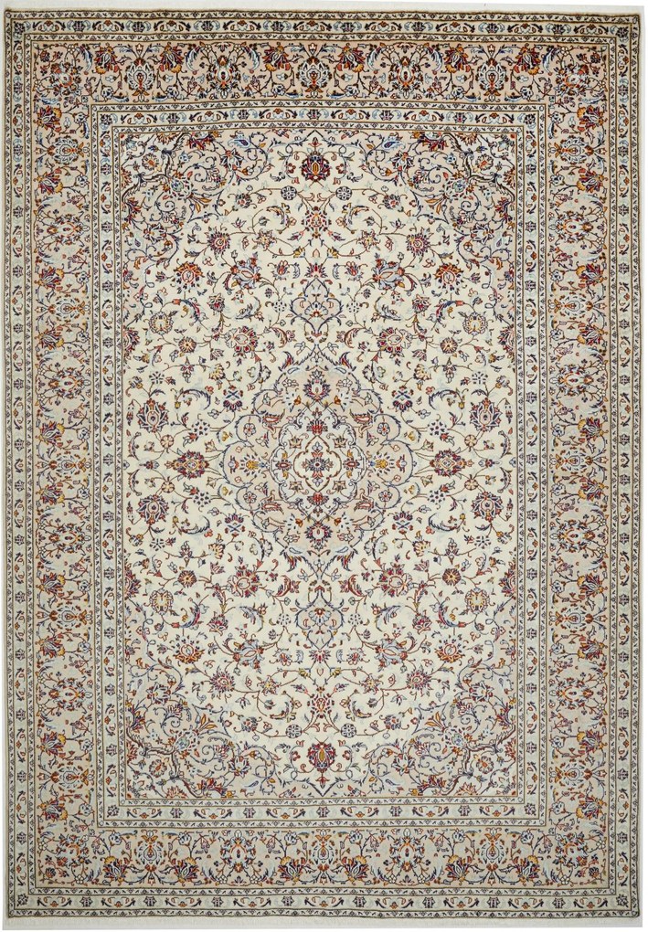 Kashan Tappeto 250 x 360 Beige (Iran) Annodato A Mano