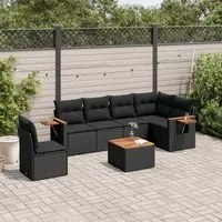 Set Divani da Giardino con Cuscini 7pz Nero Polyrattan 3259262