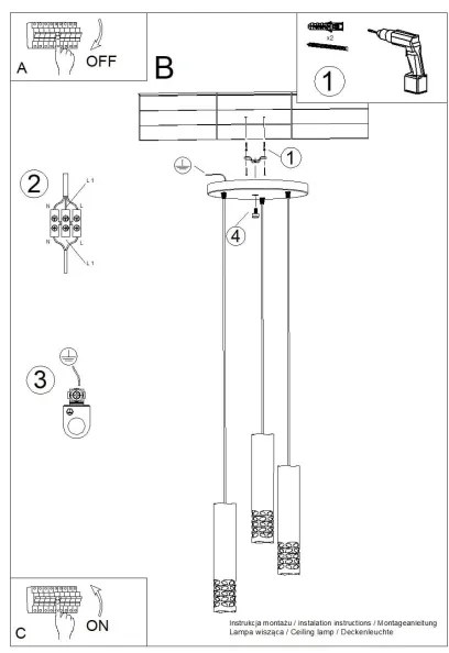 Sollux SL.1694 - Lampadario a sospensione con filo LIRO 3xGU10/10W/230V bianco