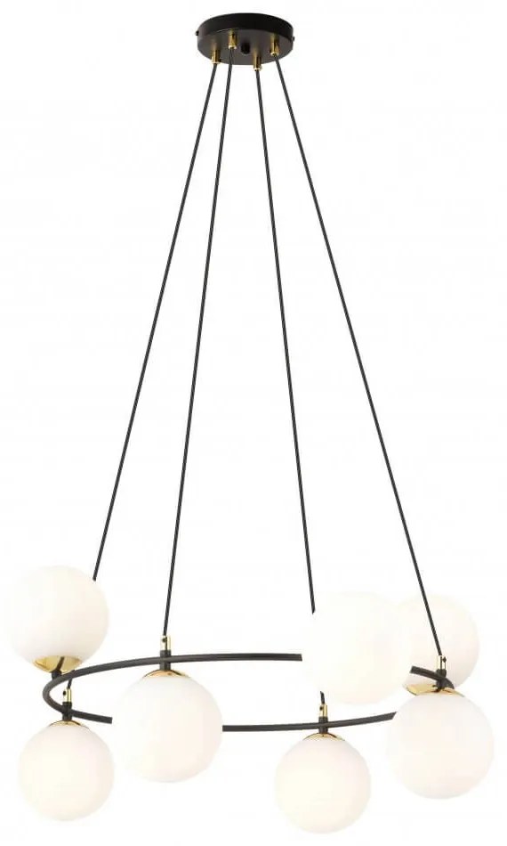 Lampadario a Sospensione AZURA 8 OPAL Colore del corpo Nero e Bianco