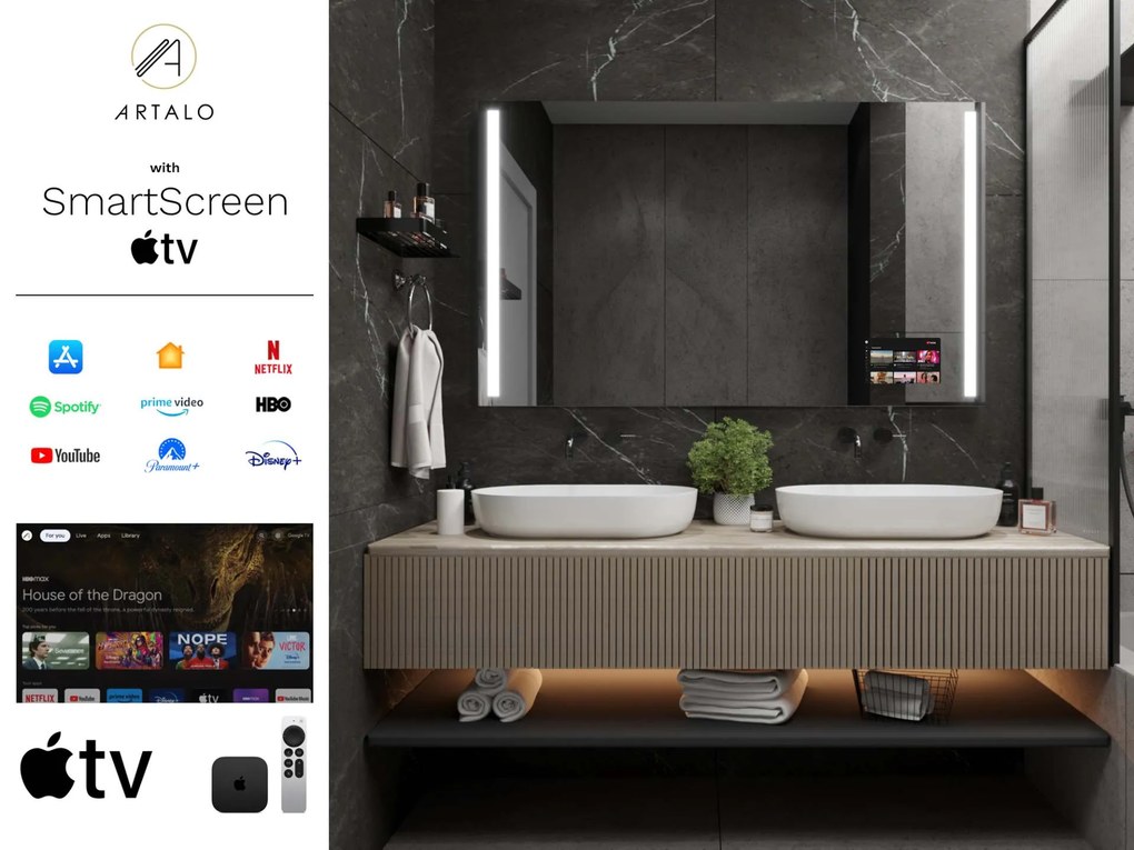 SMART specchio con luminazione M4 premium + SmartScreen with Apple TV