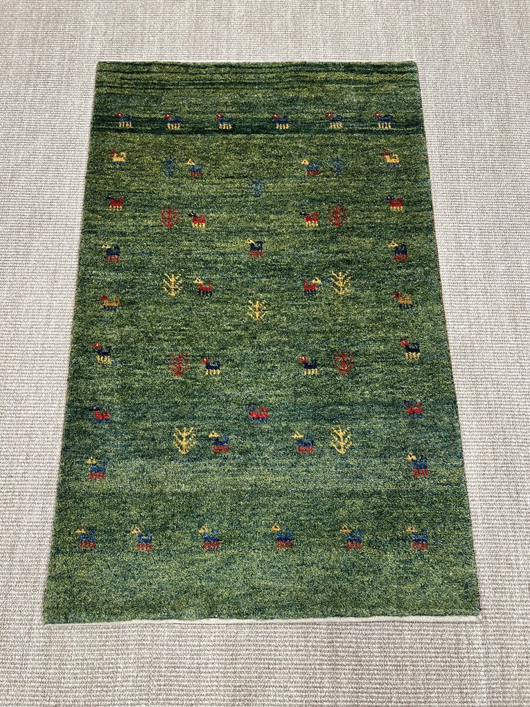 Gabbeh Tappeto persiano 130x80 Verde (Iran) Annodato A Mano