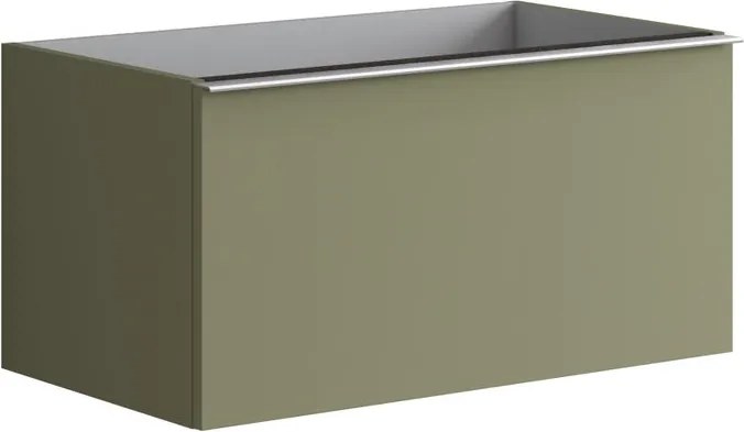 Mobile da bagno sospeso sotto lavabo L 80 x H 40 x P 45.5 cm verde laccato opaco, 2 cassetti Pixel plain